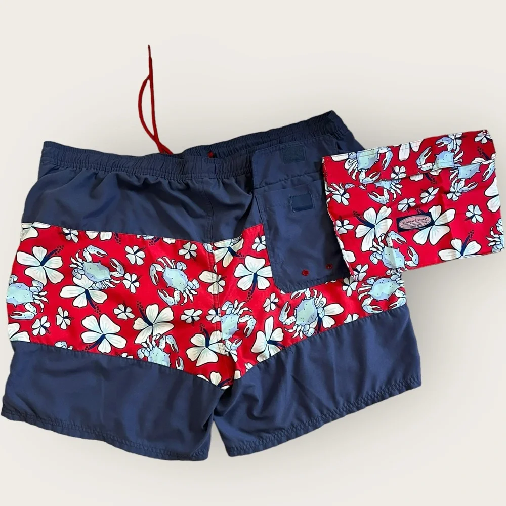 Vineyard Vines Swim Trunks Shorts Men's XL Crab Wt‎ Bag Bottom EXCELLENT ✅